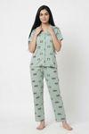 Zivame Knit Cotton Pyjama Set - Cameo Green — thumbnail 2